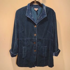 J Jill Elegant Teal Corduroy Women's Blazer Size SP